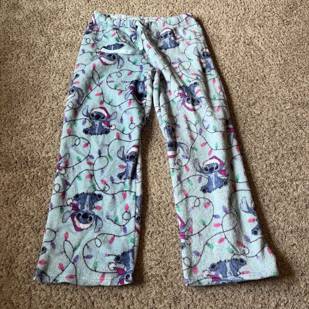 Disney Stitch Ladies Juniors Pajama Pants XL Fleece Christmas Lounge Sleep Pants